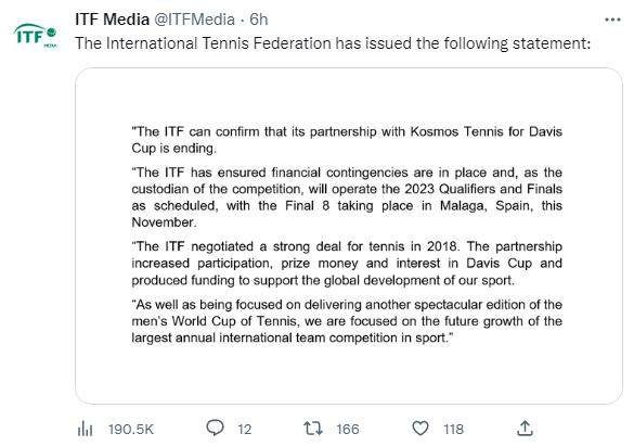 华体会官方-ITF与皮克投资集团结束合作 “网球世界杯”终落空？